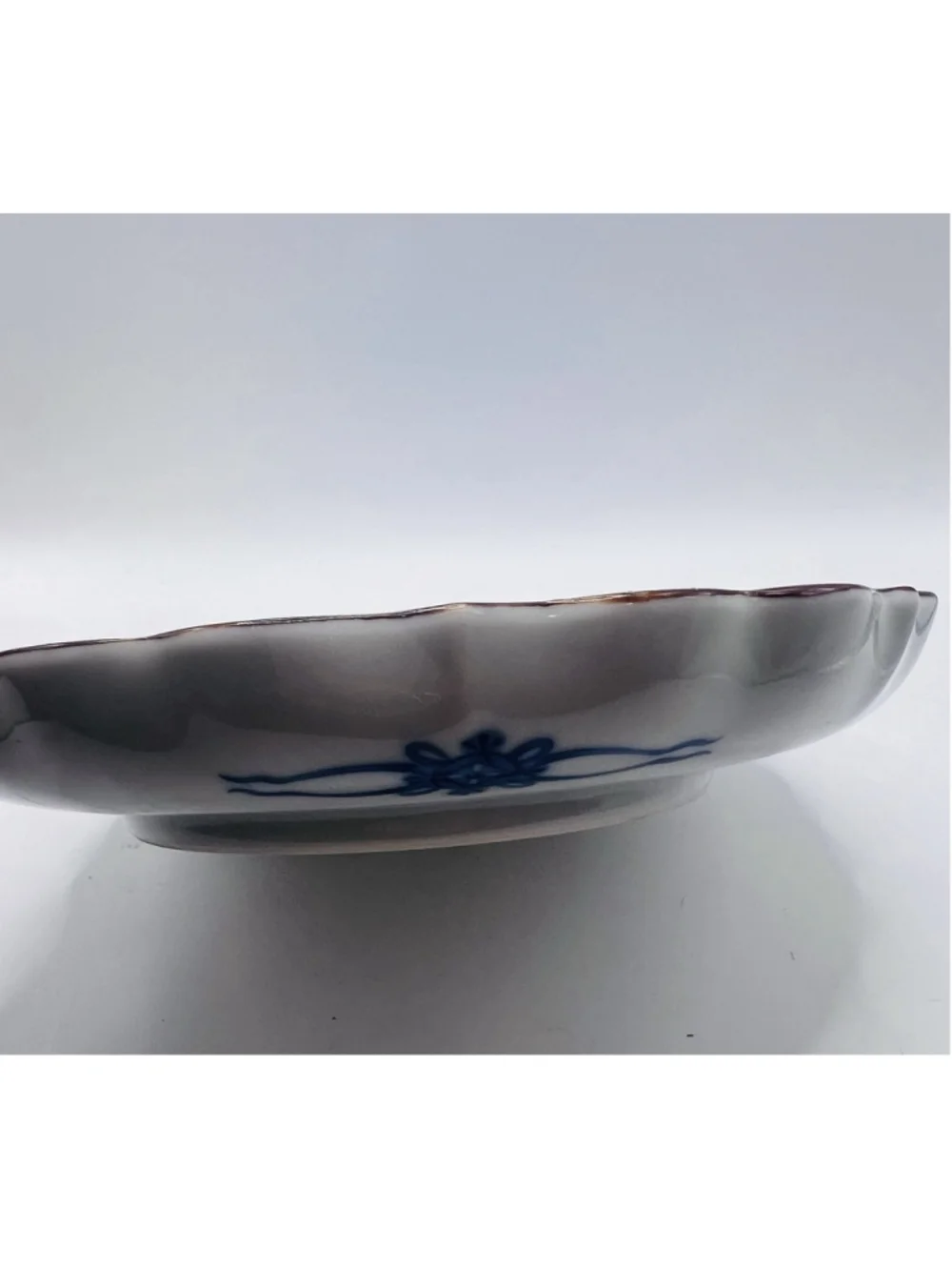 Vintage Fitz & Floyd Blue Stork Scalloped Plate & Trinket Dish Japan Birds 2pc